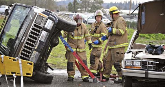 Tacoma firefighters this week participated in a multi-company drill to hone their skills during a mass causality incident. (PHOTO COURTESY TACOMA FIRE DEPARTMENT)