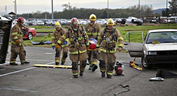 Tacoma firefighters this week participated in a multi-company drill to hone their skills during a mass causality incident. (PHOTO COURTESY TACOMA FIRE DEPARTMENT)