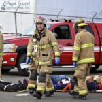 Tacoma firefighters this week participated in a multi-company drill to hone their skills during a mass causality incident. (PHOTO COURTESY TACOMA FIRE DEPARTMENT)