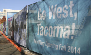 Construction is under way on the new Haub Family Galleries and a new Pacific Avenue Plaza at the Tacoma Art Museum (PHOTO BY TODD MATTHEWS)