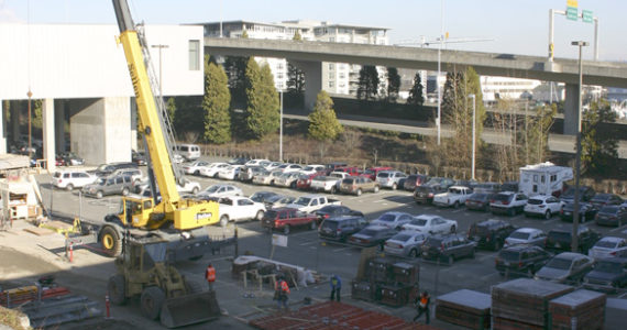 Construction is under way on the new Haub Family Galleries and a new Pacific Avenue Plaza at the Tacoma Art Museum (PHOTO BY TODD MATTHEWS)