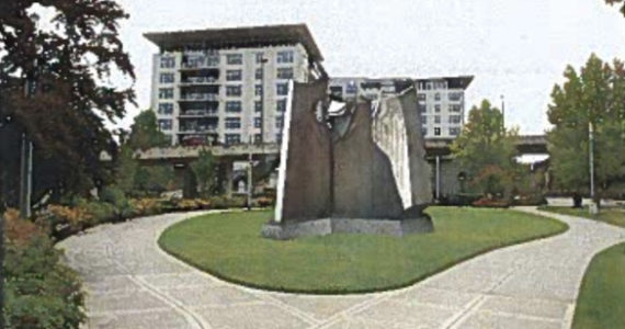 The publicly-owned bronze sculpture "Sun King" was created in 1976 by Oregon artist Thomas Morandi. It was originally installed outside the former Sheraton Hotel in downtown Tacoma. Five years ago, however, it was placed in storage to make way for a new sculpture. "Sun King" could be put on display again, this time at a park (pictured) near Thea Foss Waterway. (IMAGE COURTESY CITY OF TACOMA)