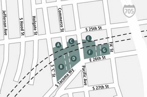 The City of Tacoma is poised to receive approximately 1.2 acres of property near the intersection of Pacific Avenue and South 26th Street as part of a deal to sell a 1.2-mile stretch of City-owned railroad to Sound Transit for its operation of Sounder commuter rail service. (IMAGE COURTESY SOUND TRANSIT)