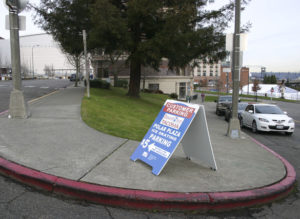 South 17th Street in downtown Tacoma is cut off between Broadway and South Commerce Street by a small greenspace, (PHOTO BY TODD MATTHEWS)