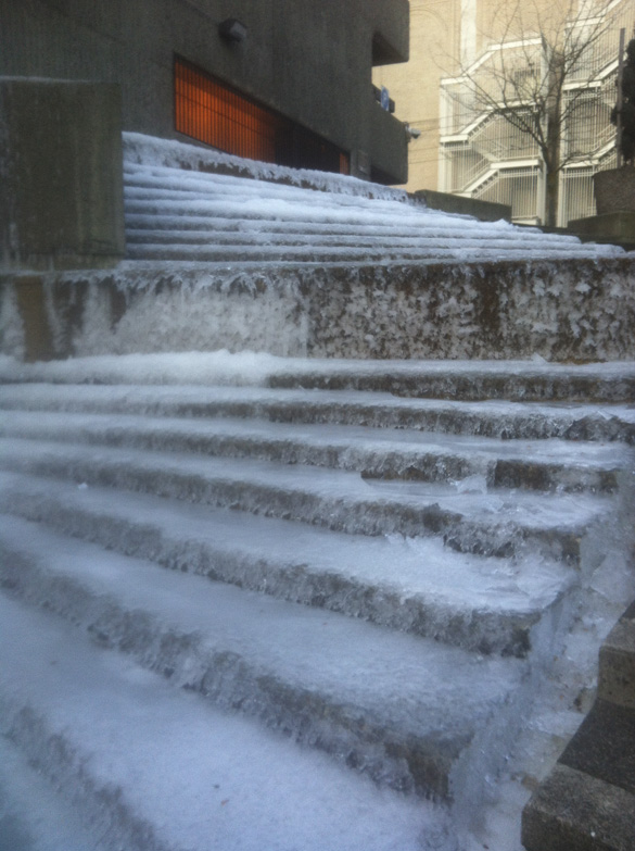 Downtown Tacoma's frozen Frost Park