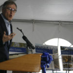 Washington State Governor Jay Inslee speaks during a ribbon-cutting ceremony to mark the grand opening of a new methane gas conversion facility at the LRI Landfill in Pierce County. (PHOTO BY TODD MATTHEWS)