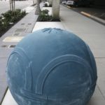 Six large, colorful orbs created by local artist Elizabeth Conner were installed this week along an eight-block stretch of Pacific Avenue in downtown Tacoma. (PHOTO BY TODD MATTHEWS)