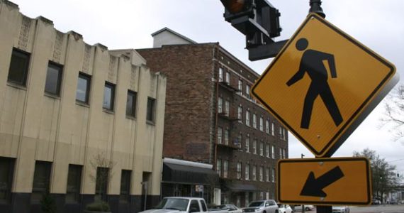 The Pedestrian Crossings Improvement Project could bring more marked crosswalks like this one outside Tacoma City Hall to neighborhoods citywide. (PHOTO BY TODD MATTHEWS)