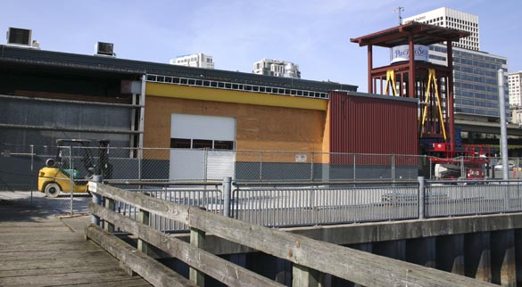 Progress continues on the $1.3 million renovation of Johnny's Seafood Co. along Thea Foss Waterway in downtown Tacoma. (PHOTO BY TODD MATTHEWS)