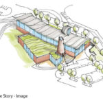One design plan for Tacoma's Eastside community center calls for a one-story "Urban Lodge" that reflects the architecture of the Pacific Northwest and the building traditions of Native American and Japanese architecture. (IMAGE COURTESY ARC ARCHITECTS / BALLARD*KING)