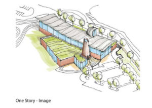 One design plan for Tacoma's Eastside community center calls for a one-story "Urban Lodge" that reflects the architecture of the Pacific Northwest and the building traditions of Native American and Japanese architecture. (IMAGE COURTESY ARC ARCHITECTS / BALLARD*KING)