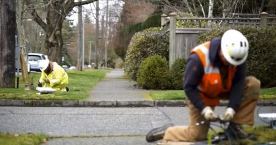 City of Tacoma Public Works Department crews work to repair damage resulting from streetlight copper wire thefts. (PHOTO COURTESY CITY OF TACOMA)