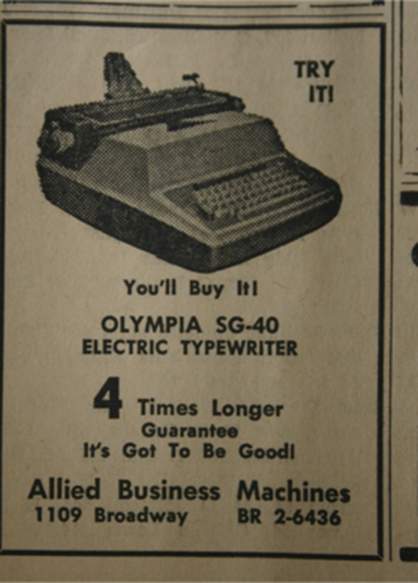 Forget iPads and laptops. An advertisement for a new electric typewriter ran in the Tacoma Daily Index on Oct. 8, 1964.(TACOMA DAILY INDEX FILE PHOTO)