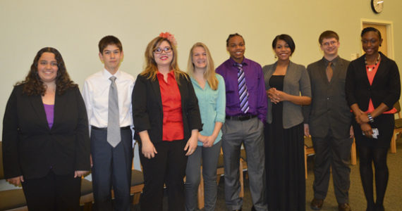 Young Entrepreneurs Academy participants include Jessica Bokoskie, Sam Wheelock, Madison Chavez, Gracie Weiss, Cyrus Singleton, Lyric Swanson, Arthur Hagen, and LaMondtra Atkins. (PHOTO COURTESY TACOMA-PIERCE COUNTY CHAMBER)