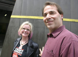 City of Tacoma Arts Administrator Amy McBride and City of Tacoma Public Works Project Engineer Dan Cederlund are overseeing a project to move Sun King out of storage and into a public park near Thea Foss Waterway. (PHOTO BY TODD MATTHEWS)