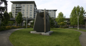 Tom Morandi's Sun King sculpture was installed in a public park this week near Tacoma's Thea Foss Waterway. (PHOTO BY TODD MATTHEWS)