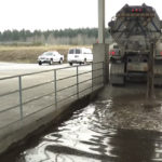 A vactor truck unloads storm drain waste at a decant facility in Pierce County. Processed water is used to wash maintenance trucks, while the solid waste is reused as a soil amendment or transported to a solid waste facility. (PHOTO COURTESY PIERCE COUNTY)