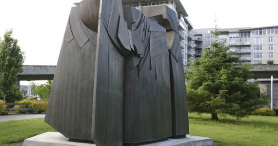 Tom Morandi's Sun King sculpture sits in a public park near Tacoma's Thea Foss Waterway. (FILE PHOTO BY TODD MATTHEWS)