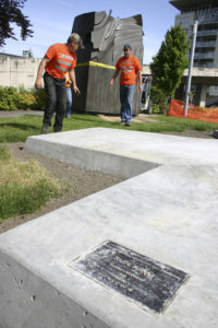 Employees at D & D Construction placed the sculpture in a public park near Thea Foss Waterway last month. (FILE PHOTO BY TODD MATTHEWS)