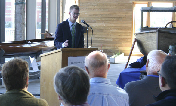 Congressman Derek Kilmer was at Tacoma's Foss Waterway Seaport Monday morning to support proposed legislation to create a National Maritime Heritage Area in the State of Washington. (PHOTO BY TODD MATTHEWS)