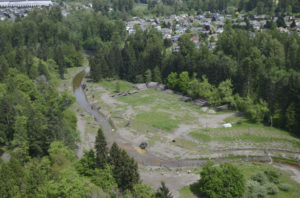 An aerial view of the project site for a plan to reconnect the Puyallup River to its historic floodplain near Orting. (PHOTO COURTESY PIERCE COUNTY)