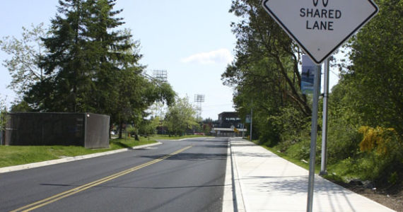 The City of Tacoma's Cheney Stadium Sustainable Stormwater Project included improved access for cyclists and pedestrians. (FILE PHOTO BY TODD MATTHEWS)