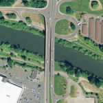 State Route 167 / Puyallup River Bridge: A bird's-eye view of the new roadway and bridge. (IMAGE COURTESY WSDOT)