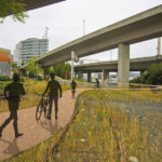 The City of Tacoma plans to develop a segment of the Prairie Line Trail in downtown Tacoma to connect Pacific Avenue to the waterfront. When completed, it will connect to the University of Washington Tacoma campus trail segment, currently under construction. (IMAGE COURTESY CITY OF TACOMA)