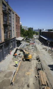 The City of Tacoma plans to develop a segment of the Prairie Line Trail in downtown Tacoma to connect Pacific Avenue to the waterfront. When completed, it will connect to the University of Washington Tacoma campus trail segment, currently under construction. (PHOTO BY TODD MATTHEWS)