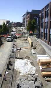 The City of Tacoma plans to develop a segment of the Prairie Line Trail in downtown Tacoma to connect Pacific Avenue to the waterfront. When completed, it will connect to the University of Washington Tacoma campus trail segment, currently under construction. (PHOTO BY TODD MATTHEWS)