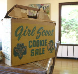 An old Girl Scout Cookie box found in the Shaw House contained some of the architect's original drawings, designs, correspondence, notes, business cards, and contracts. (PHOTO BY TODD MATTHEWS)