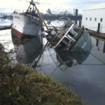 The F/V Golden West and F/V Helena Star were chained together in Tacoma's Hylebos Waterway when they began to sink on Jan. 25, 2013. (PHOTO COURTESY WASHINGTON STATE DEPARTMENT OF ECOLOGY)