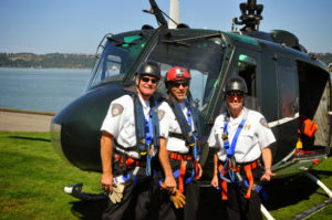 Area emergency responders participated in an on-water rescue demonstration Monday afternoon on Tacoma's Thea Foss Waterway. (PHOTO COURTESY TACOMA FIRE DEPARTMENT)