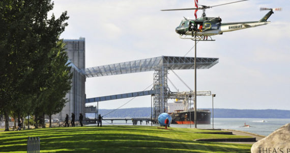 Area emergency responders participated in an on-water rescue demonstration Monday afternoon on Tacoma's Thea Foss Waterway. (PHOTO COURTESY TACOMA FIRE DEPARTMENT)