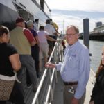 Port of Tacoma Budget Manager Al Cleaves welcomes guests onboard the Argosy's Lady Mary for a free boat tour of the Port of Tacoma as part of the annual Tacoma Maritime Fest last year. The annual tours offer a ship-side view of the Port of Tacoma and its operations. (PHOTO COURTESY PORT OF TACOMA)