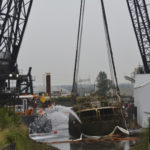 Water was pumped out of the F/V Helena Star in July as part of a project to remove the derelict vessel from Tacoma’s Hylebos Waterway. (PHOTO COURTESY WASHINGTON STATE DEPARTMENT OF ECOLOGY)