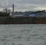 The F/V Helena Star was towed out of Tacoma in July. (PHOTO COURTESY WASHINGTON STATE DEPARTMENT OF ECOLOGY)