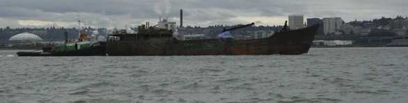 The F/V Helena Star was towed out of Tacoma in July. (PHOTO COURTESY WASHINGTON STATE DEPARTMENT OF ECOLOGY)