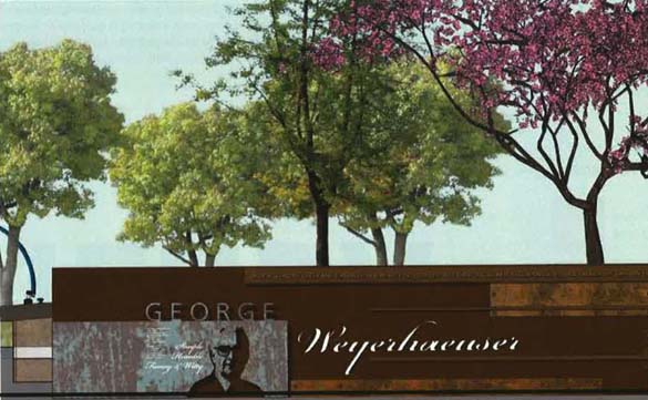 A waterfront park located along Thea Foss Waterway could soon be named after Tacoma civic booster George H. Weyerhaeuser, Jr. (IMAGE COURTESY BCRA / CITY OF TACOMA)
