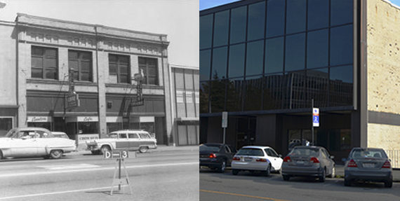 THEN AND NOW: The so-called "911 Building" as it appeared in 1960 (left) and as it appears today (right). Pierce County officials announced this week the century-old, county-owned building in downtown Tacoma will be demolished soon. (PHOTOS COURTESY TACOMA PUBLIC LIBRARY / PIERCE COUNTY)