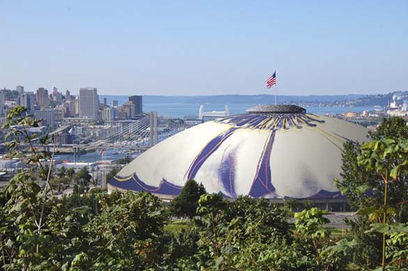 A proposal under discussion at Tacoma City Hall would cover the Tacoma Dome roof with art designed by iconic pop artist Andy Warhol. (IMAGE COURTESY CITY OF TACOMA)