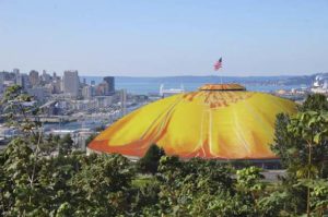A proposal under discussion at Tacoma City Hall would cover the Tacoma Dome roof with art designed by iconic pop artist Andy Warhol. (IMAGE COURTESY CITY OF TACOMA)