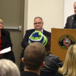 Pierce County Councilmember Jim McCune spoke during a ribbon-cutting ceremony Wednesday to mark the completion of a series of road improvement projects along the 176th Street East corridor. (PHOTO COURTESY PIERCE COUNTY)