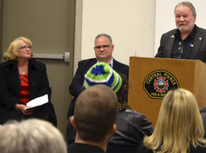 Pierce County Councilmember Jim McCune spoke during a ribbon-cutting ceremony Wednesday to mark the completion of a series of road improvement projects along the 176th Street East corridor. (PHOTO COURTESY PIERCE COUNTY)