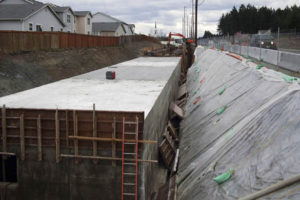 Pierce County designed and installed an innovative stormwater runoff system that involved reinforced concrete instead of constructing a traditional detention pond as part of a series of road improvement projects along the 176th Street East corridor. (PHOTO COURTESY PIERCE COUNTY)