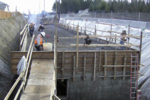 Pierce County designed and installed an innovative stormwater runoff system that involved reinforced concrete instead of constructing a traditional detention pond as part of a series of road improvement projects along the 176th Street East corridor. (PHOTO COURTESY PIERCE COUNTY)