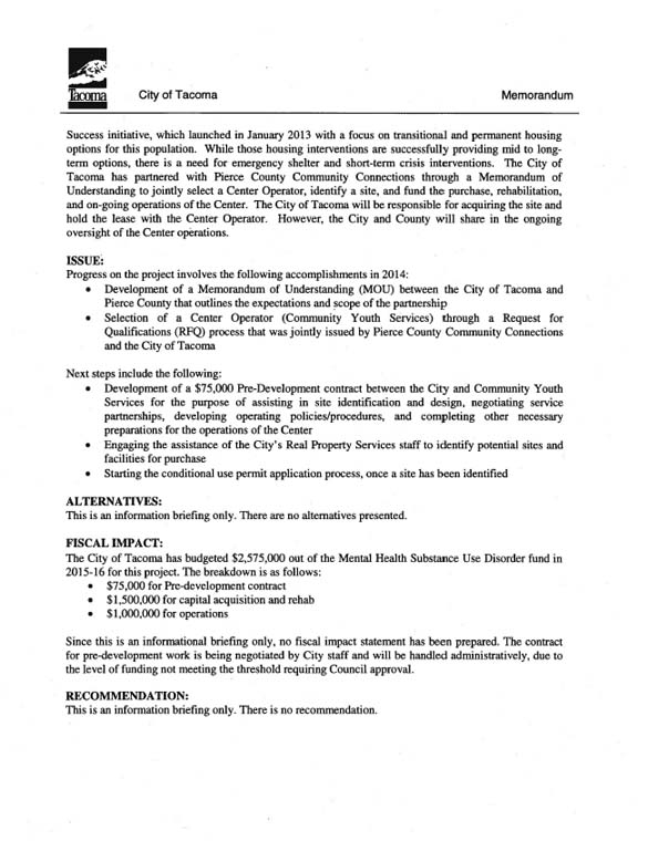Tacoma, Pierce County pick operator for planned youth crisis center