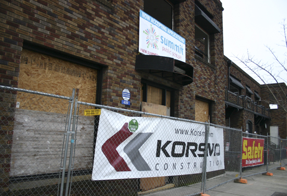 A major renovation is under way in Tacoma's Dome District that will turn the former Salvation Army building into a charter high school operated by Summit Public Schools. (PHOTO BY TODD MATTHEWS)