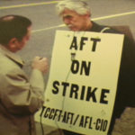 Tacoma Community College history professor Murray Morgan during a faculty strike in the 1970s. (PHOTO COURTESY TACOMA COMMUNITY COLLEGE)