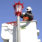 Crews are installing light-emitting diode (LED) street lights in Tacoma's Lincoln International Business District this week. (PHOTO BY TODD MATTHEWS)
